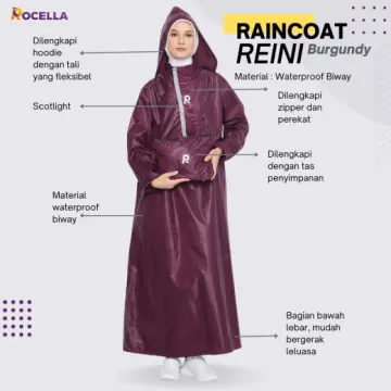 Jas Hujan Gamis - Rocella Raincoat Reini - Burgundy