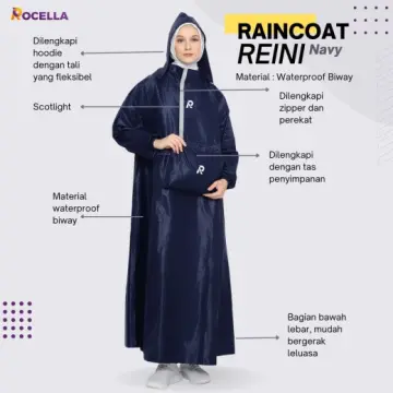 Jas Hujan Gamis - Rocella Raincoat Reini - Biru Dongker