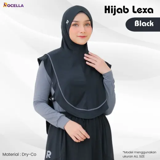 Jilbab Olahraga - Kerudung untuk Olahraga - Rocella Hijab Lexa Black