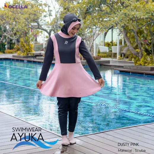Baju Renang Muslimah Premium - Rocella Swimwear Ayuka - Dusty Pink