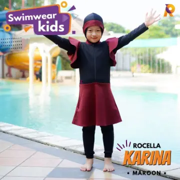 Baju Renang Anak Muslim - Rocella Swimwear Kids Karina - Maroon
