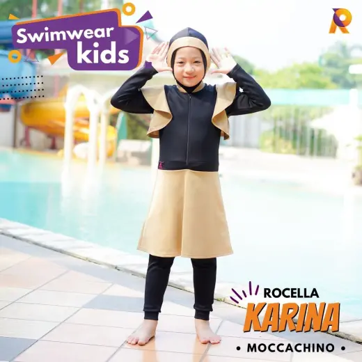 Baju Renang Anak Muslim - Rocella Swimwear Kids Karina - Moccachino