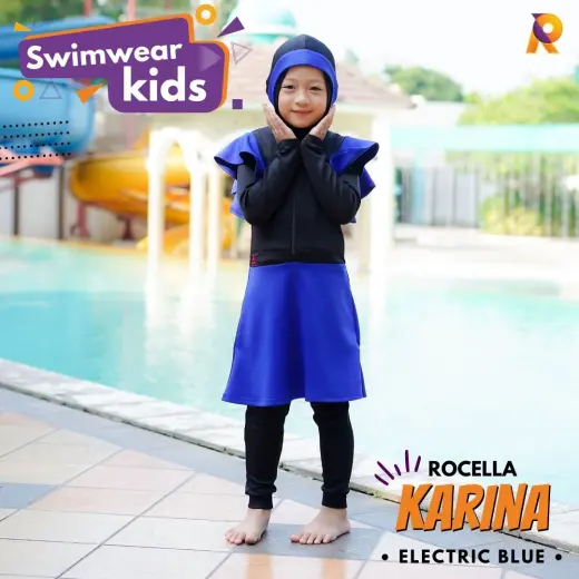 Baju Renang Anak Muslim - Rocella Swimwear Kids Karina - Electric Blue