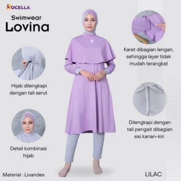 Baju Renang Muslimah Premium - Rocella Swimwear Lovina - Lilac