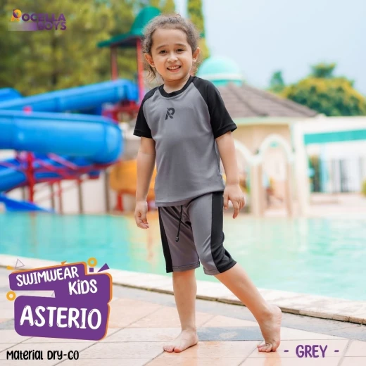 Baju Renang Anak Muslim - Rocella Swimwear Kids Asterio - Grey
