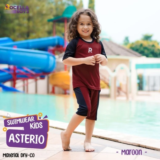 Baju Renang Anak Muslim - Rocella Swimwear Kids Asterio - Maroon