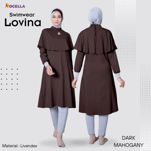 Baju Renang Muslimah Premium - Rocella Swimwear Lovina - Dark Mahogany