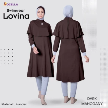 Baju Renang Muslimah Premium - Rocella Swimwear Lovina - Dark Mahogany