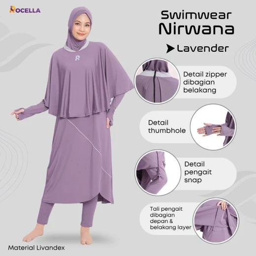 Baju Renang Muslimah Premium - Rocella Swimwear Nirwana - Lavender