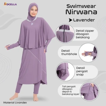 Baju Renang Muslimah Premium - Rocella Swimwear Nirwana - Lavender